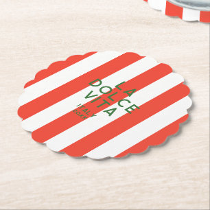 La Dolce Vita Italy Red Cabana Stripes Paper Coaster
