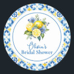 La Dolce Vita Lemon Bridal Shower Classic Round Sticker<br><div class="desc">La Dolce Vita lemon bridal shower stickers.</div>