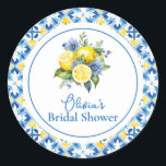 La Dolce Vita Lemon Bridal Shower Classic Round Sticker<br><div class="desc">La Dolce Vita lemon bridal shower stickers.</div>