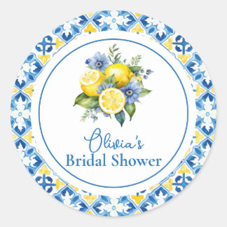 La Dolce Vita Lemon Bridal Shower Classic Round Sticker