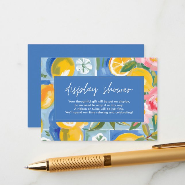 La dolce vita  lemon Bridal Shower display shower Enclosure Card (Front/Back In Situ)