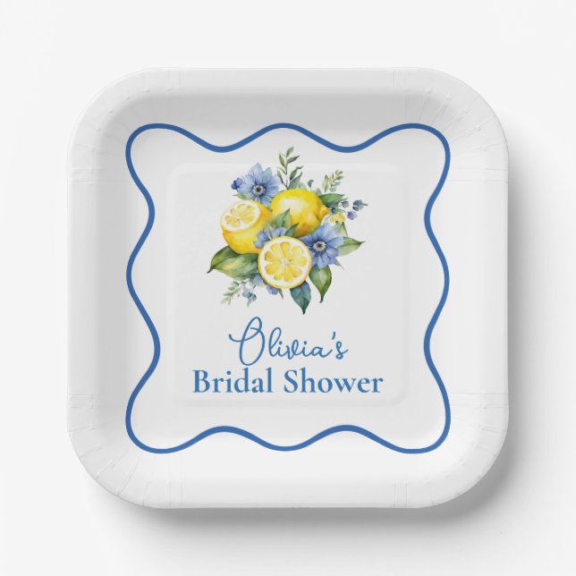 La Dolce Vita Lemon Bridal Shower Paper Plate (Front)