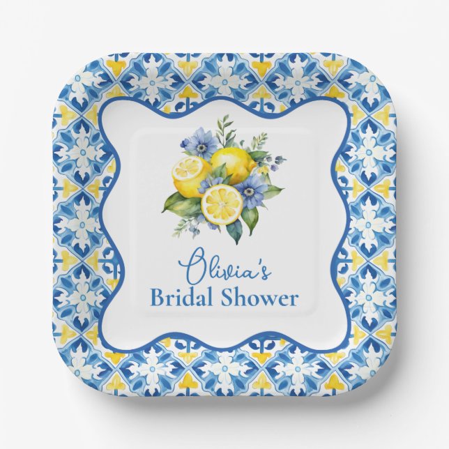 La Dolce Vita Lemon Bridal Shower Paper Plate (Front)
