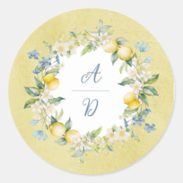 La Dolce Vita Lemon Floral Wreath Wedding Sticker