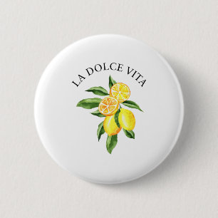 La Dolce Vita Lemon Italian Summer Limoncello Amal 2 Inch Round Button