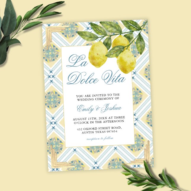 La Dolce Vita Lemon Italian Themed Wedding  Invitation (Creator Uploaded)