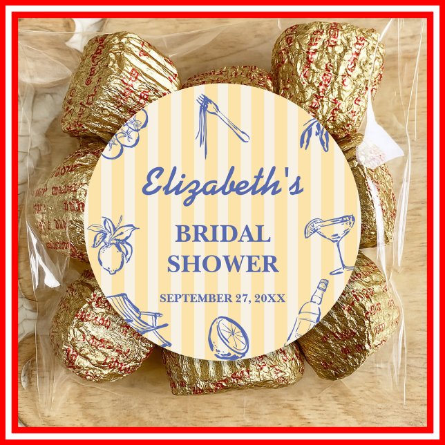 La Dolce Vita Lemons Italian Bridal Shower Classic Round Sticker (Creator Uploaded)
