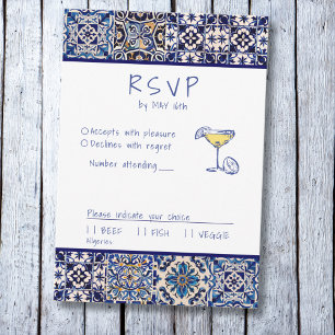 La Dolce Vita mediterranean Italian blue tile RSVP Card