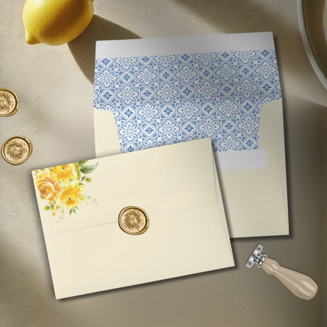 La Dolce Vita Mediterranean Italian Lemon Wedding Envelope (Creator Uploaded)