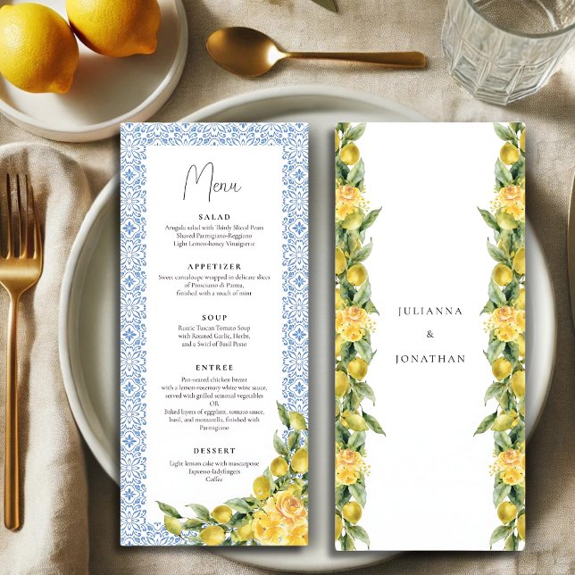 La Dolce Vita Mediterranean Italian Lemon Wedding  Menu (Creator Uploaded)