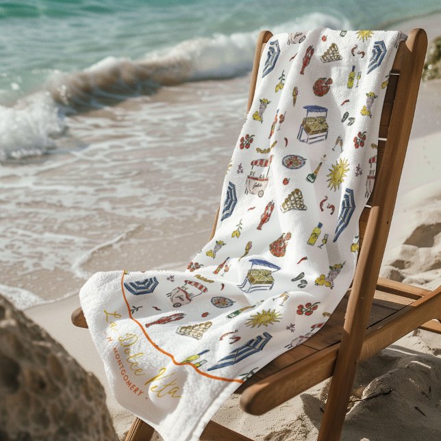 La Dolce Vita Mediterranean Italian | Monogram Beach Towel (Creator Uploaded)