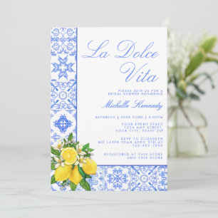 La Dolce Vita Mediterranean Lemon Bridal Shower  Invitation