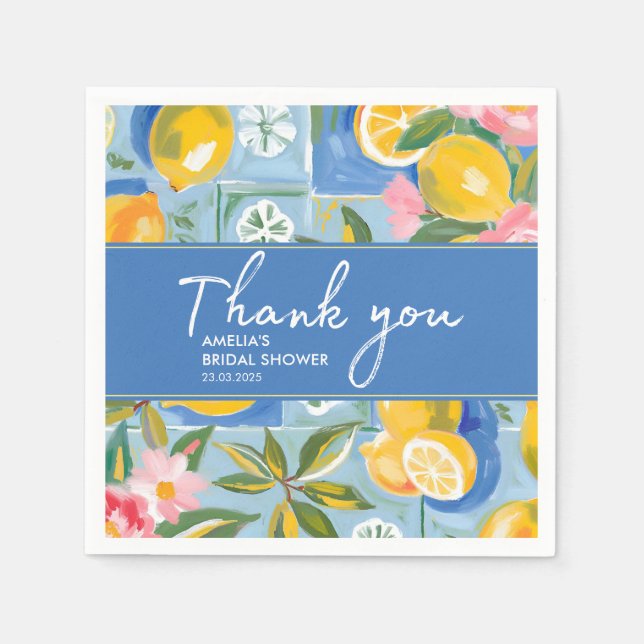 La dolce vita mediterranean summer Bridal Shower  Napkin (Front)