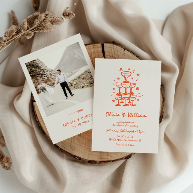 La Dolce Vita Modern Hand Drawn Wedding Invitation (Creator Uploaded)