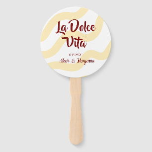 La Dolce Vita peach wedding couple Name mauve Hand Fan