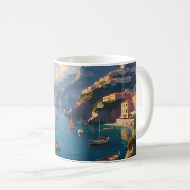 La Dolce Vita Positano Mug | Amalfi Coast Lemon Ar (Front Right)