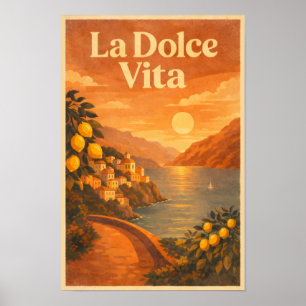La Dolce Vita – Retro Italian Coast Travel Poster