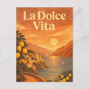 La Dolce Vita – Retro Italian Coast Travel Poster Postcard