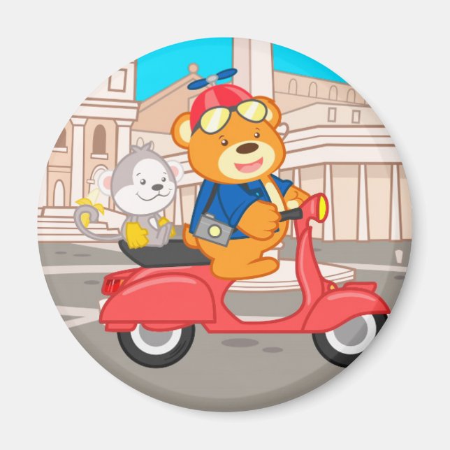 La Dolce Vita Romana - Nano Bear & Junior Monkey Magnet (Front)
