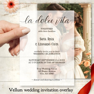 La Dolce Vita Script Elegant Italian Wedding Vellum Invitations