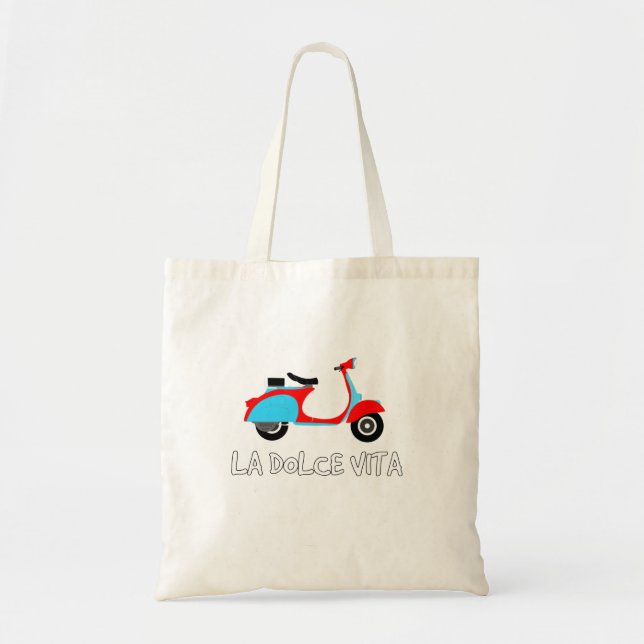 La Dolce Vita The Sweet Life On A Scooter Tote Bag (Front)