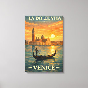 La Dolce Vita Venice Vintage Travel  Canvas Print