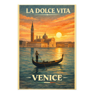 La Dolce Vita - Venice Vintage Travel Poster