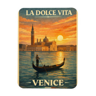 La Dolce Vita - Venice Vintage Travel Poster Magnet