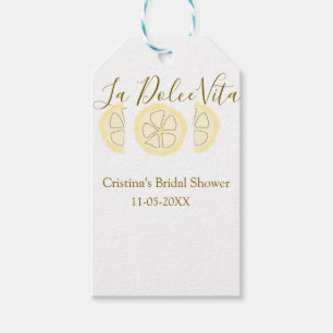 La Dolce Vita yellow lemon bridal shower pastel bo Gift Tags