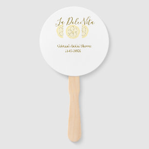 La Dolce Vita yellow lemon bridal shower pastel bo Hand Fan