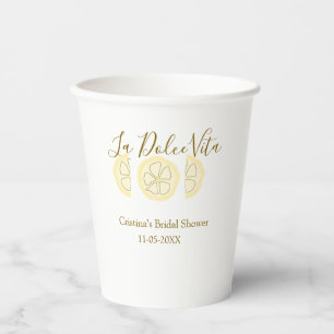 La Dolce Vita yellow lemon bridal shower pastel bo Paper Cups