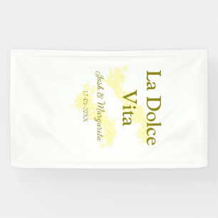 La Dolce Vita yellow wedding couple Name date glit Banner