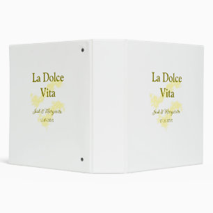 La Dolce Vita yellow wedding couple Name date glit Binder