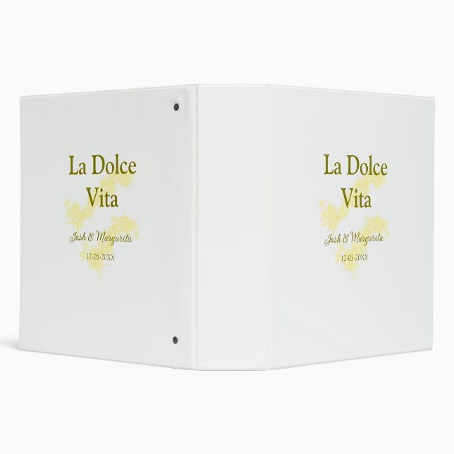 La Dolce Vita yellow wedding couple Name date glit Binder (Background)