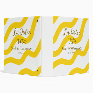 La Dolce Vita yellow wedding couple Name date glit Binder