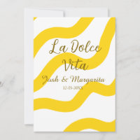 La Dolce Vita yellow wedding couple Name date glit