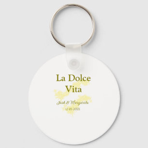 La Dolce Vita yellow wedding couple Name date glit Keychain
