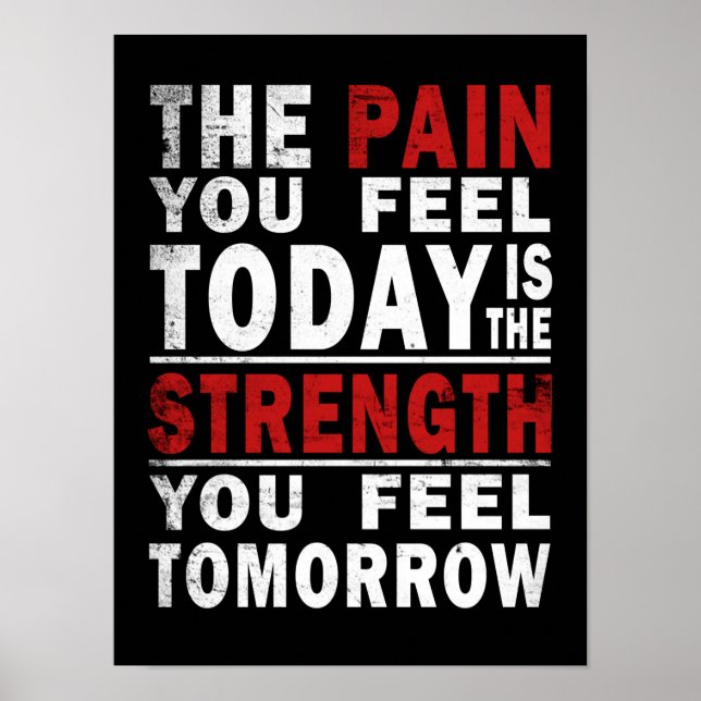 La douleur est la force Gymnase Fitness Poster Mot (Devant)