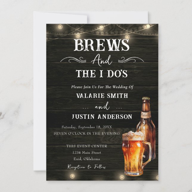 La Faire-part de mariage Décontractée de Brews et  (Devant)