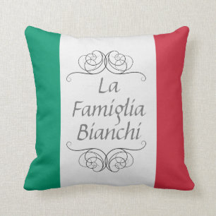 La Famiglia Italian Flag Family Name Throw Pillow