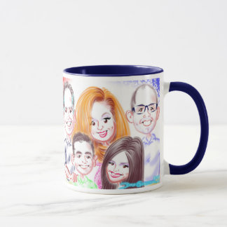 La famille d'anniversaire Caricatures la tasse
