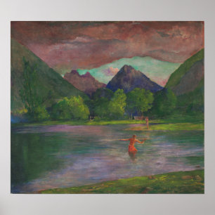 La Farge - Fisherman Spearing A Fish Poster