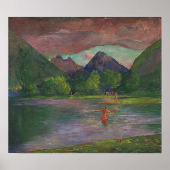 La Farge - Fisherman Spearing A Fish Poster (Front)