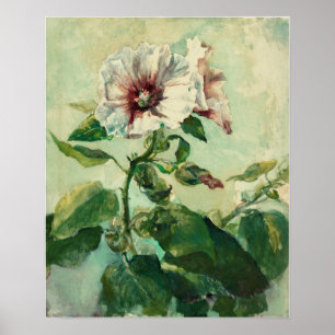 La Farge - Study Of Pink Hollyhocks In Sunlight Poster