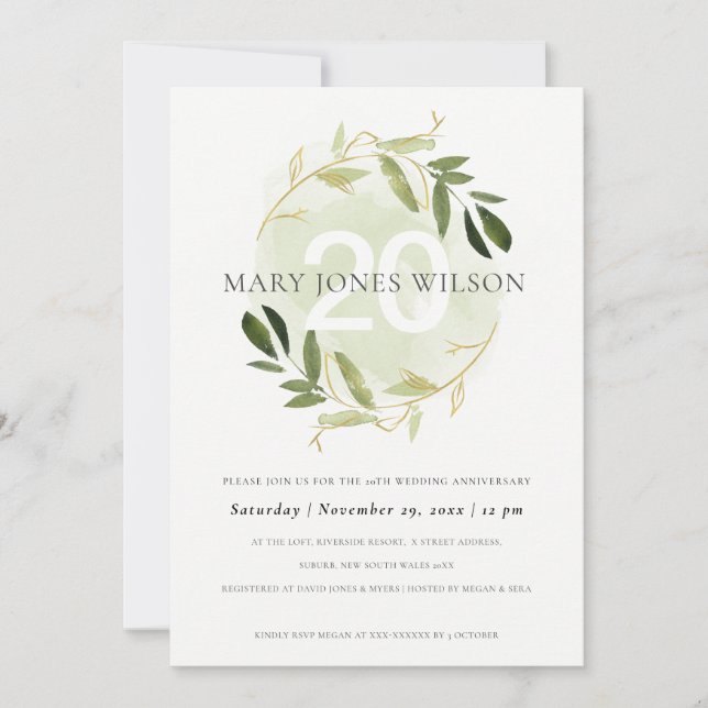 LA FAUNE VERTE D'OR WREATH TOUTE ANNÉE CARTE ANNIV (Devant)