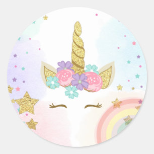 La faveur de visage de licorne étiquette