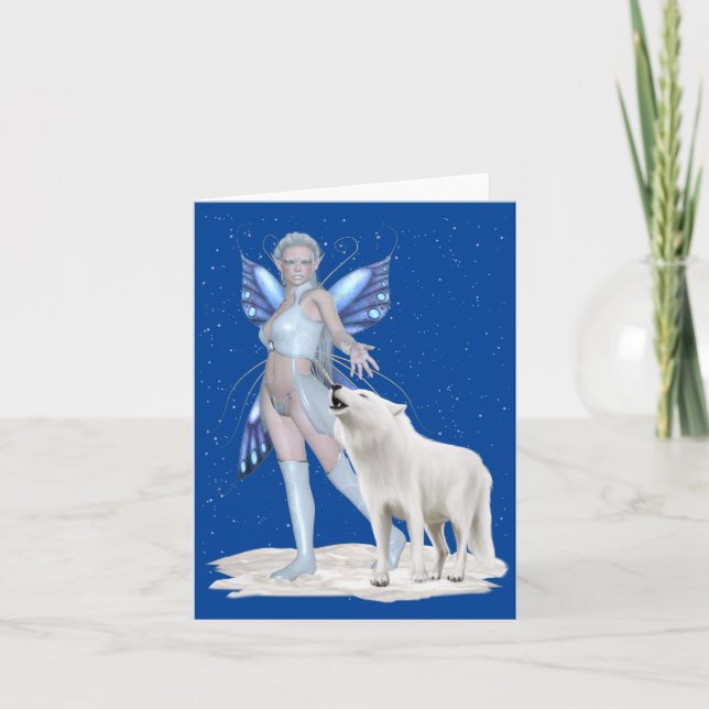 La Fée et le loup blanc, carte de Noël (Devant)