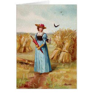 La femme dans le champ de blé Carte pliée