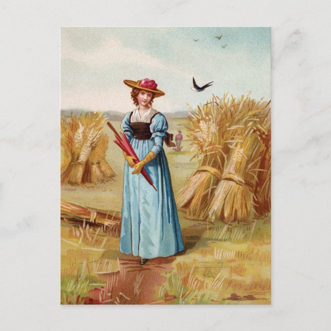La femme dans le champ de blé Carte postale (Devant)