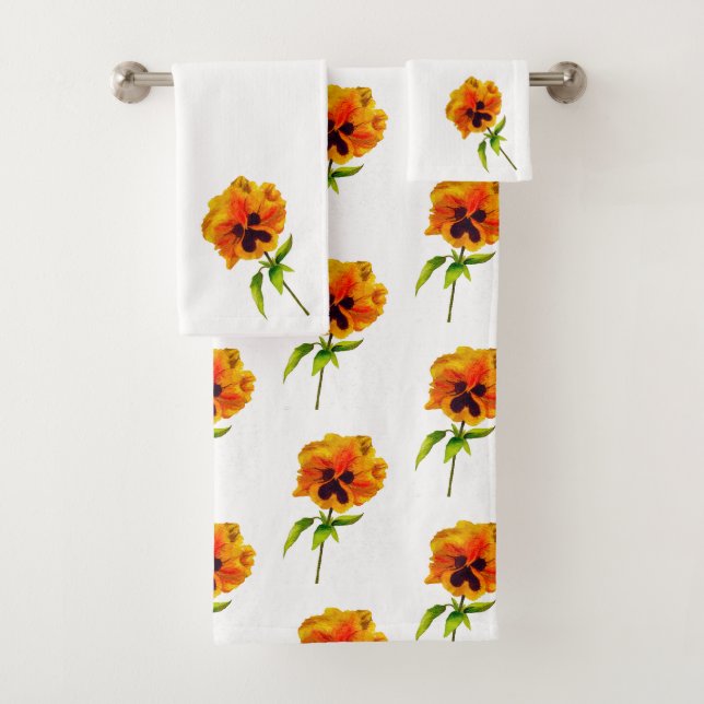 "La fête du Pansy" sur un ensemble de serviettes d (En situation)